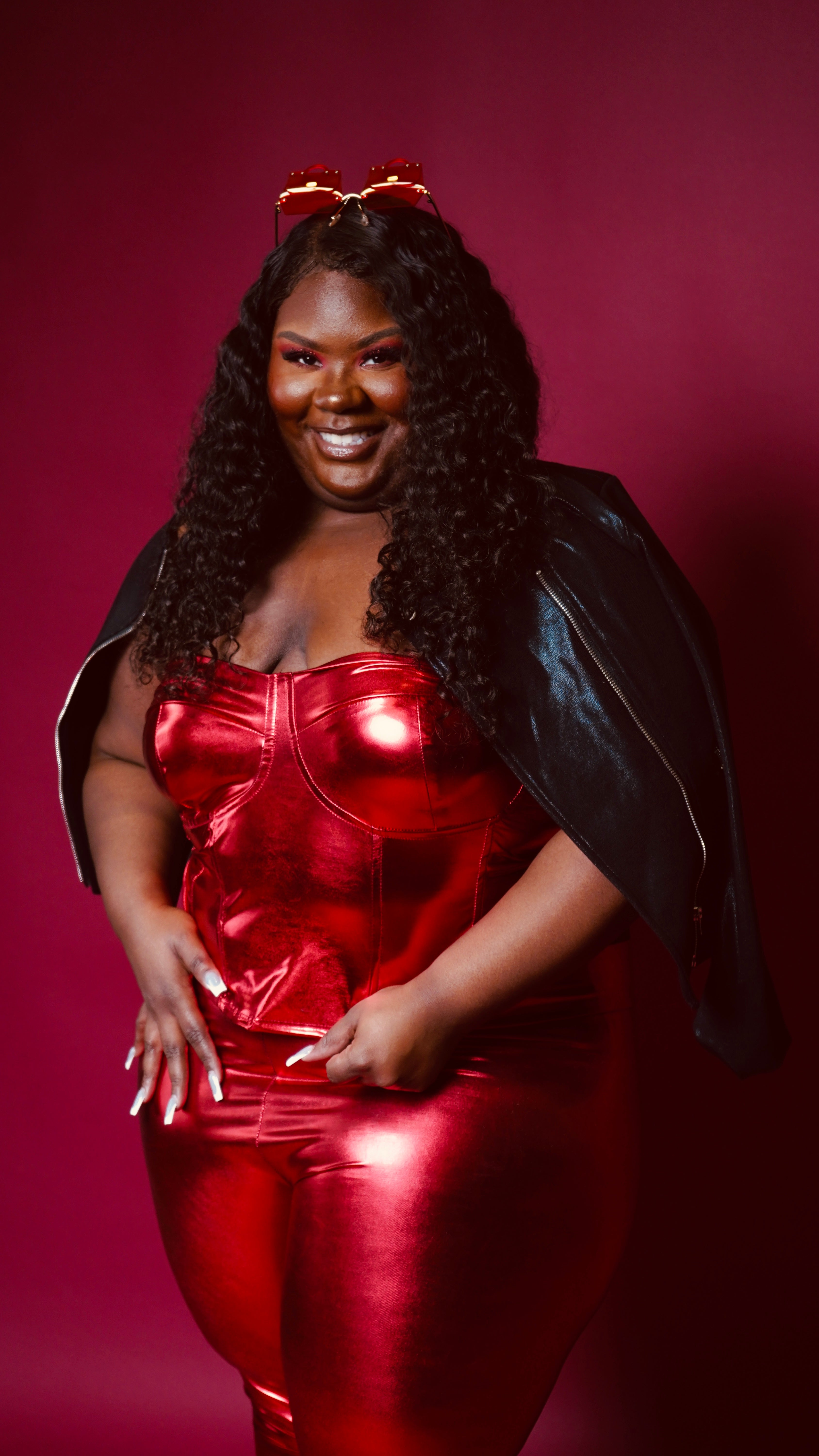 Cherry Bombshell Metallic Pant Set