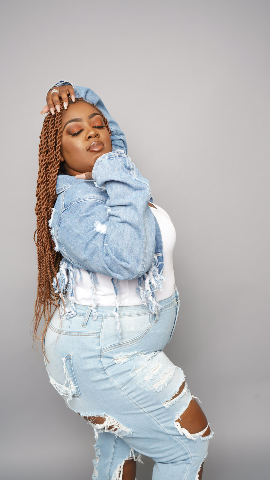 Down South Chick Distressed Denim Jacket